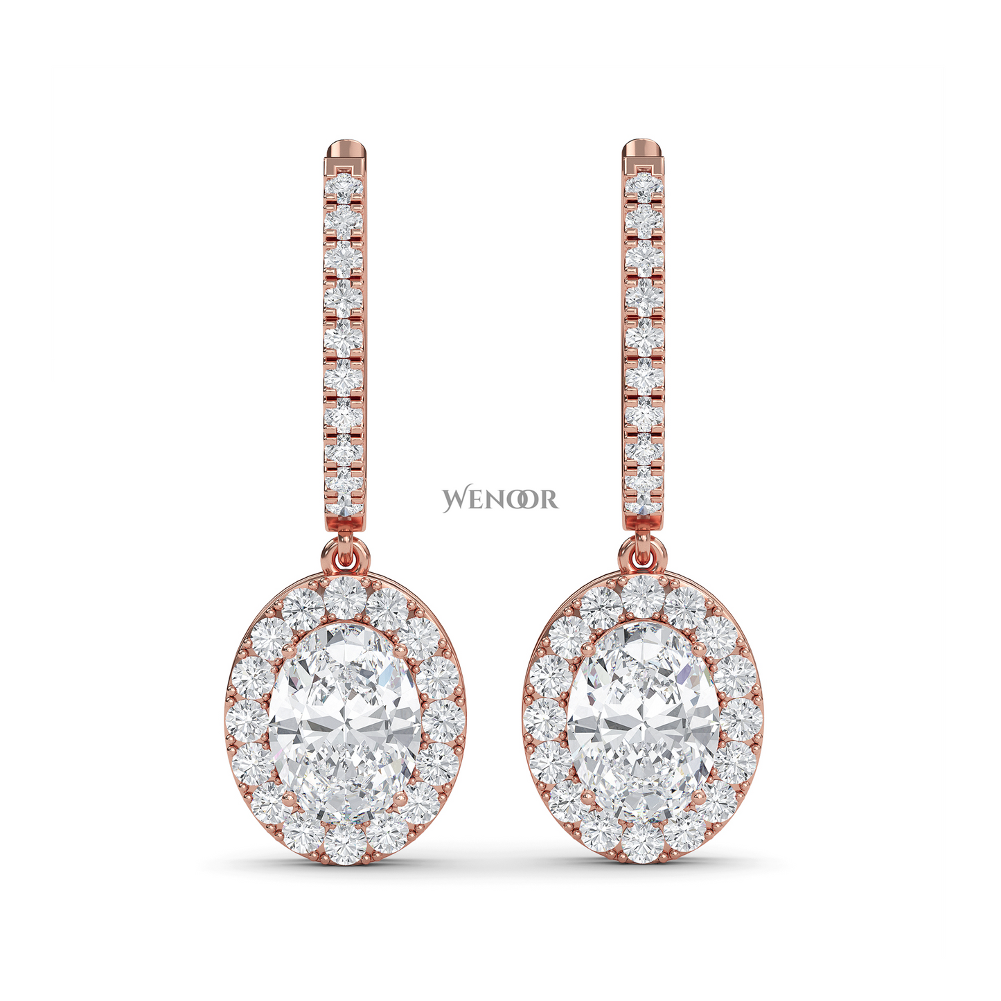 Oval lab diamond dangle earrings For Women's