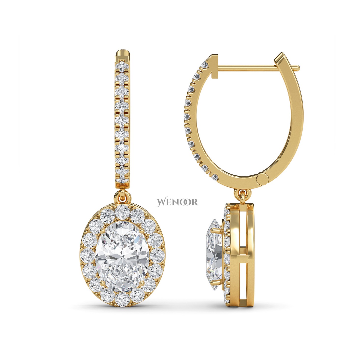 Trending drop Lab Grown Diamond Yellow Gold earrings