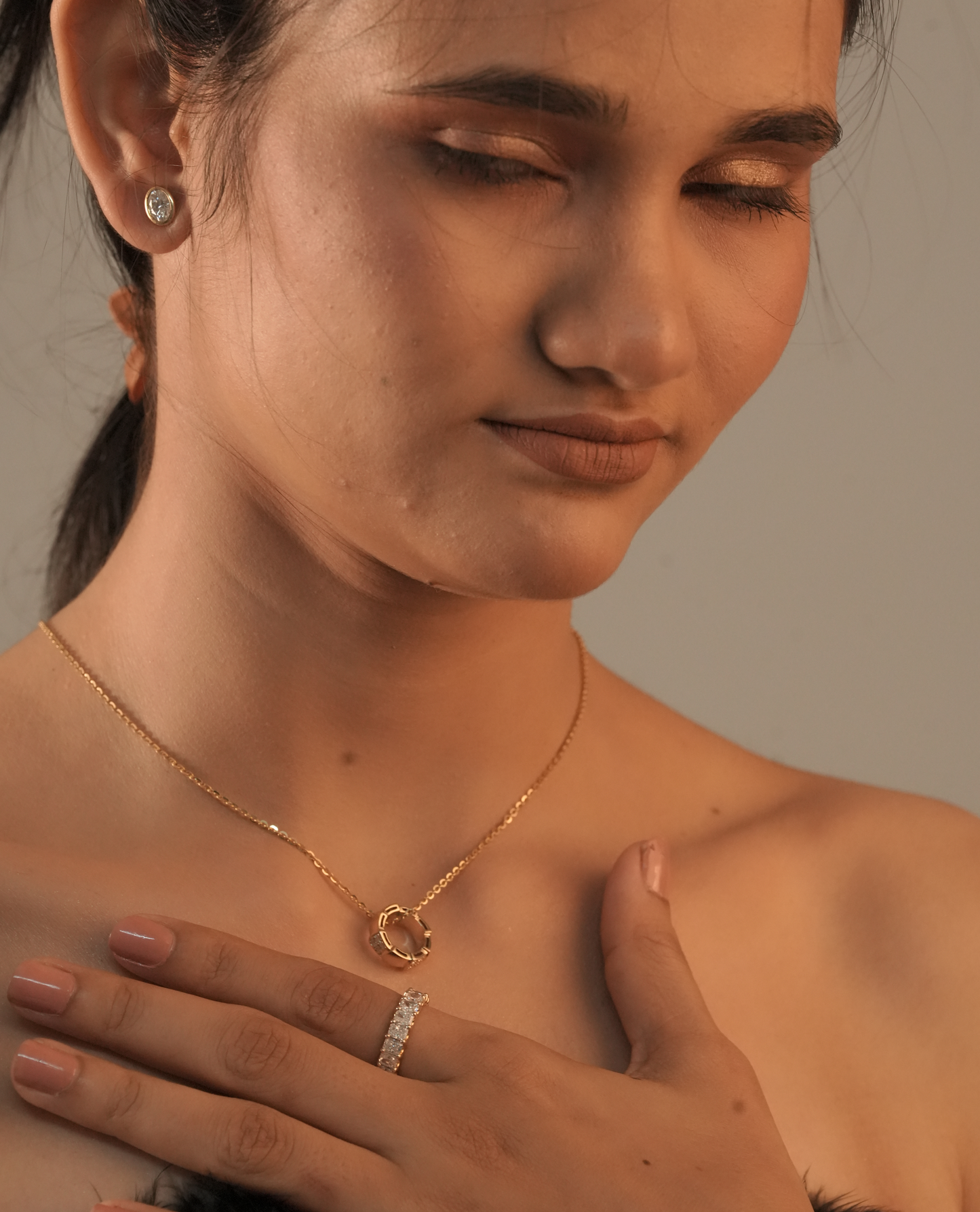Destinee Ring Pendant Necklace with Round Lab-Grown Diamonds