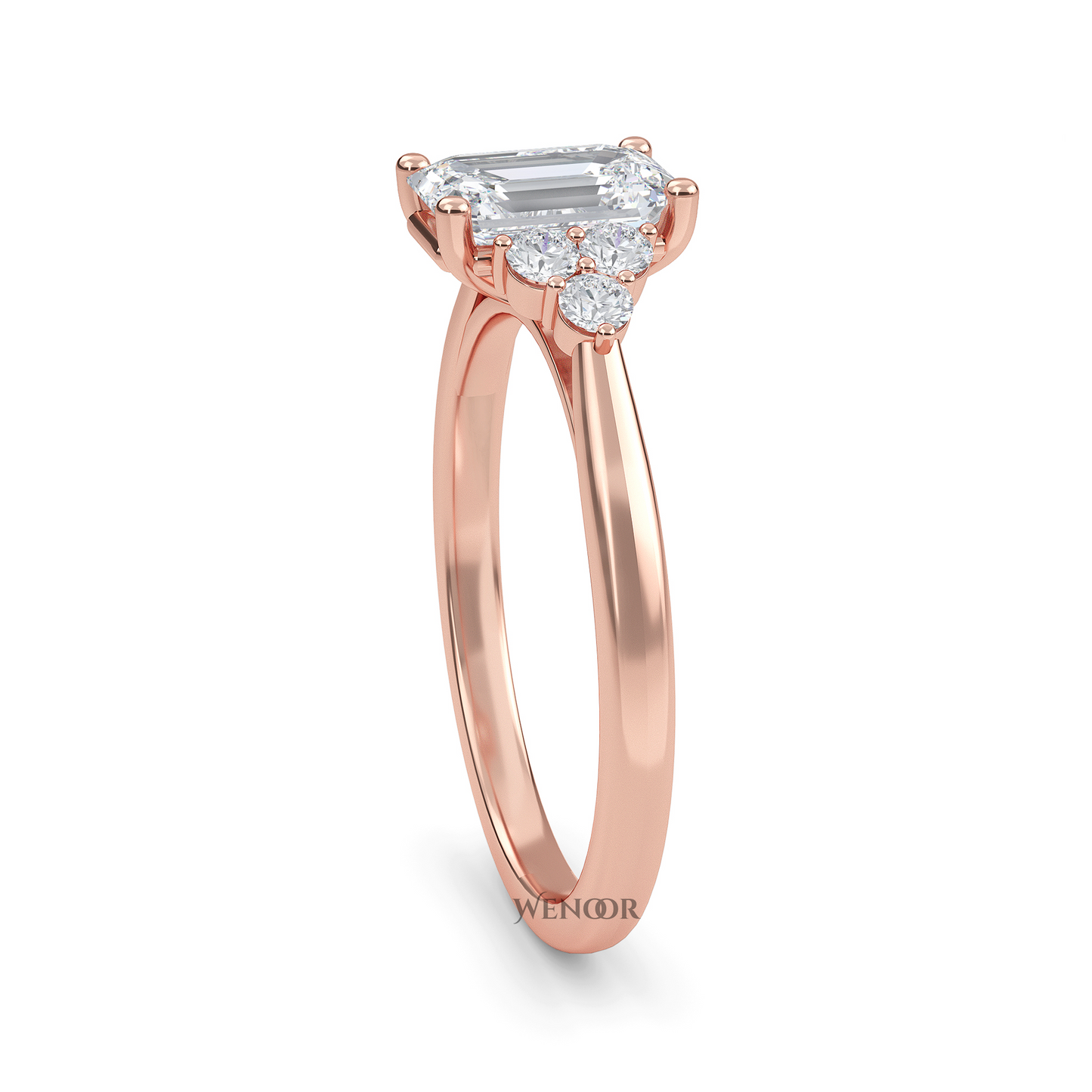 Sustainable step-cut diamond ring