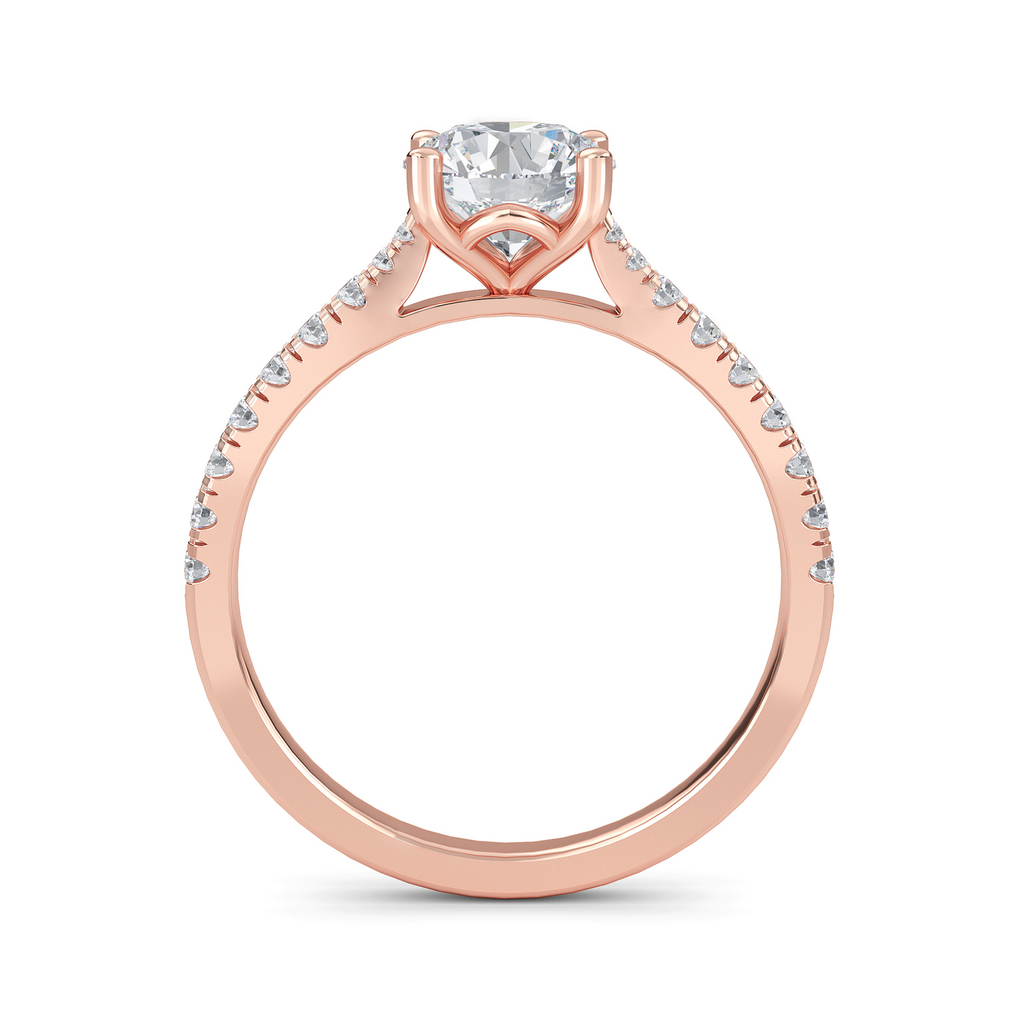 Round cut lab-grown diamond engagement ring in 14K rose gold