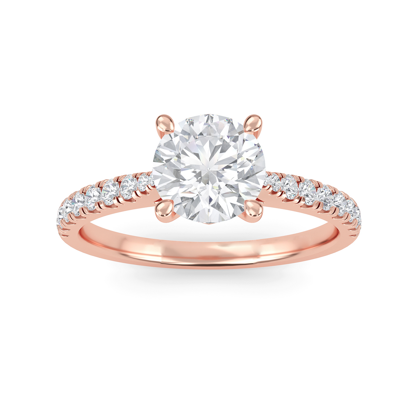 Round cut lab-grown diamond engagement ring in 14K rose gold