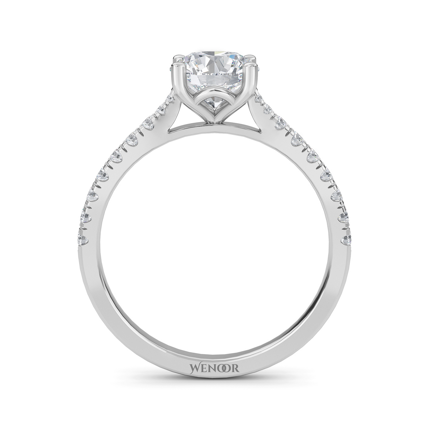 Round cut lab-grown diamond engagement ring in 14K white gold