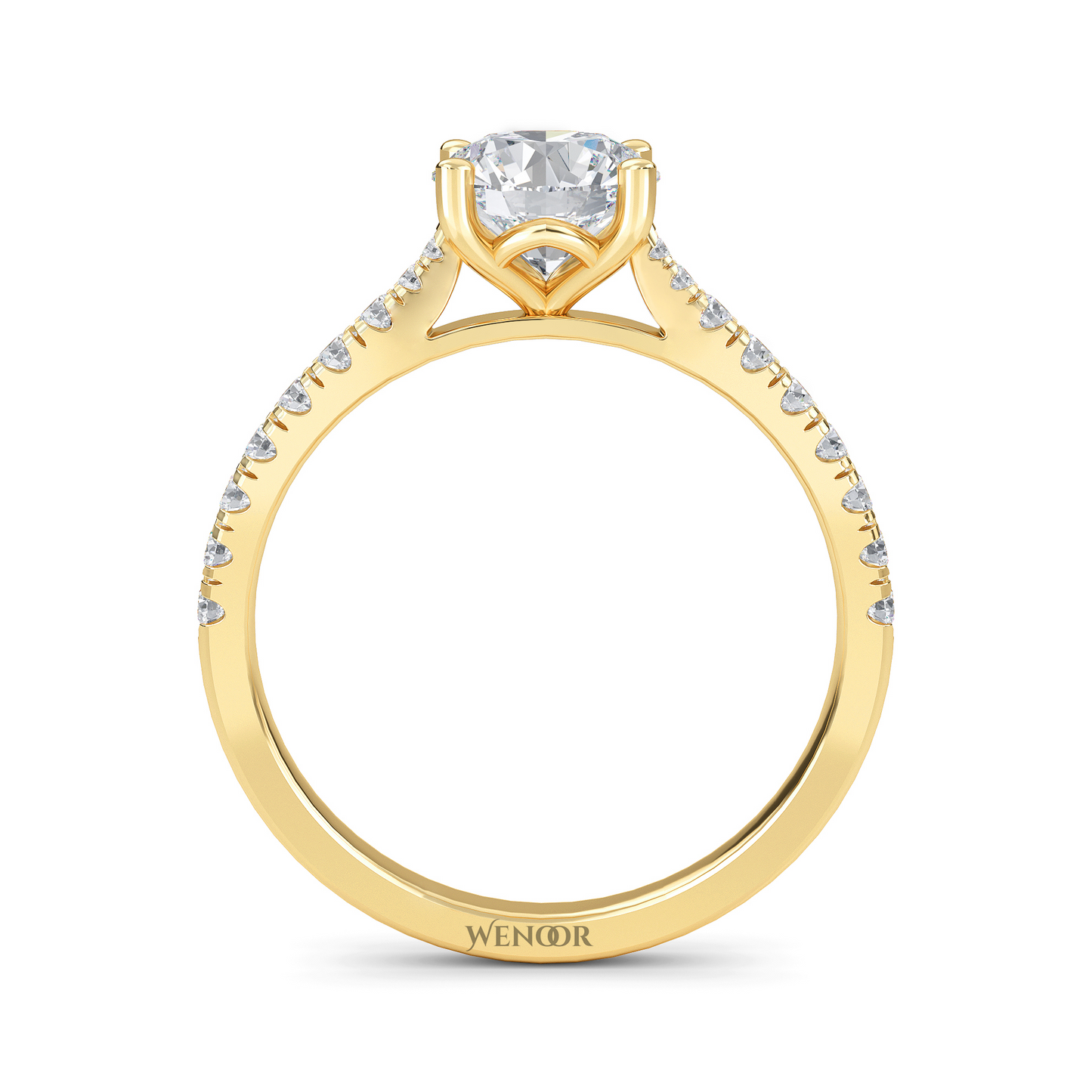 Woman wearing round brilliant lab grown diamond wedding ring