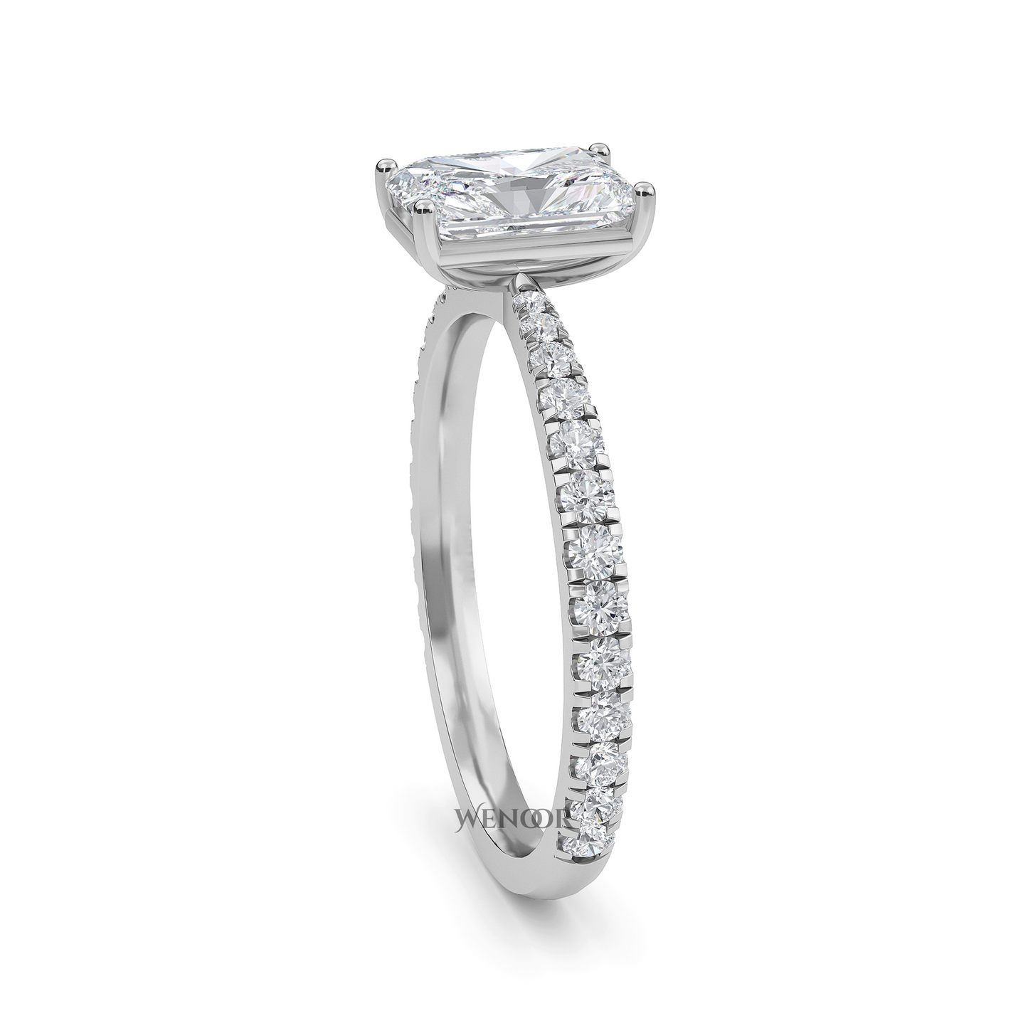 Solitaire radiant cut lab diamond ring in 14K gold, perfect for engagement or gifts