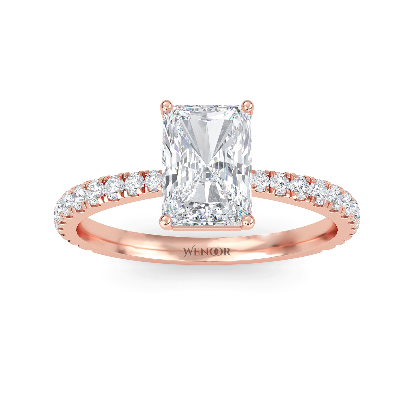 Solitaire radiant cut lab diamond ring in 14K gold, perfect for engagement or gifts