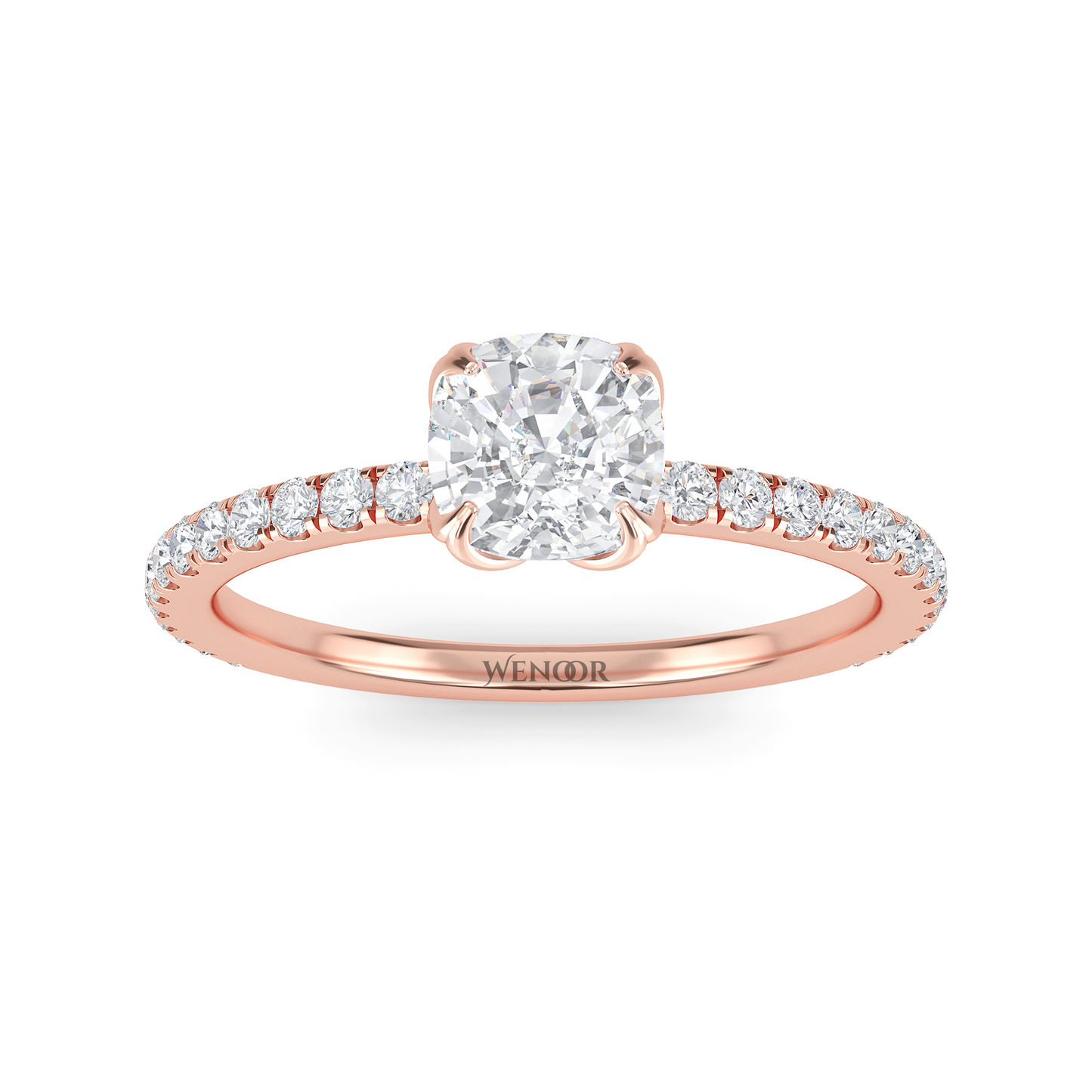 lab-grown cushion cut diamond engagement ring