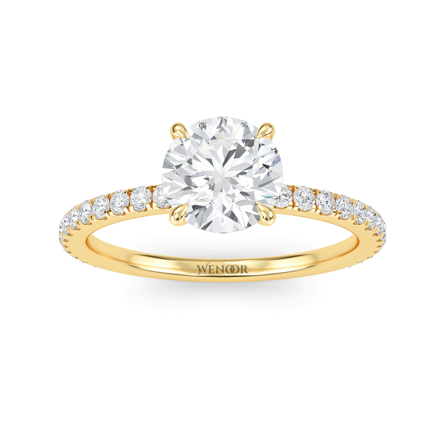 Exquisite Round Cut Lab Grown Diamond Engagement Ring with Accent Setting – At WeNooR