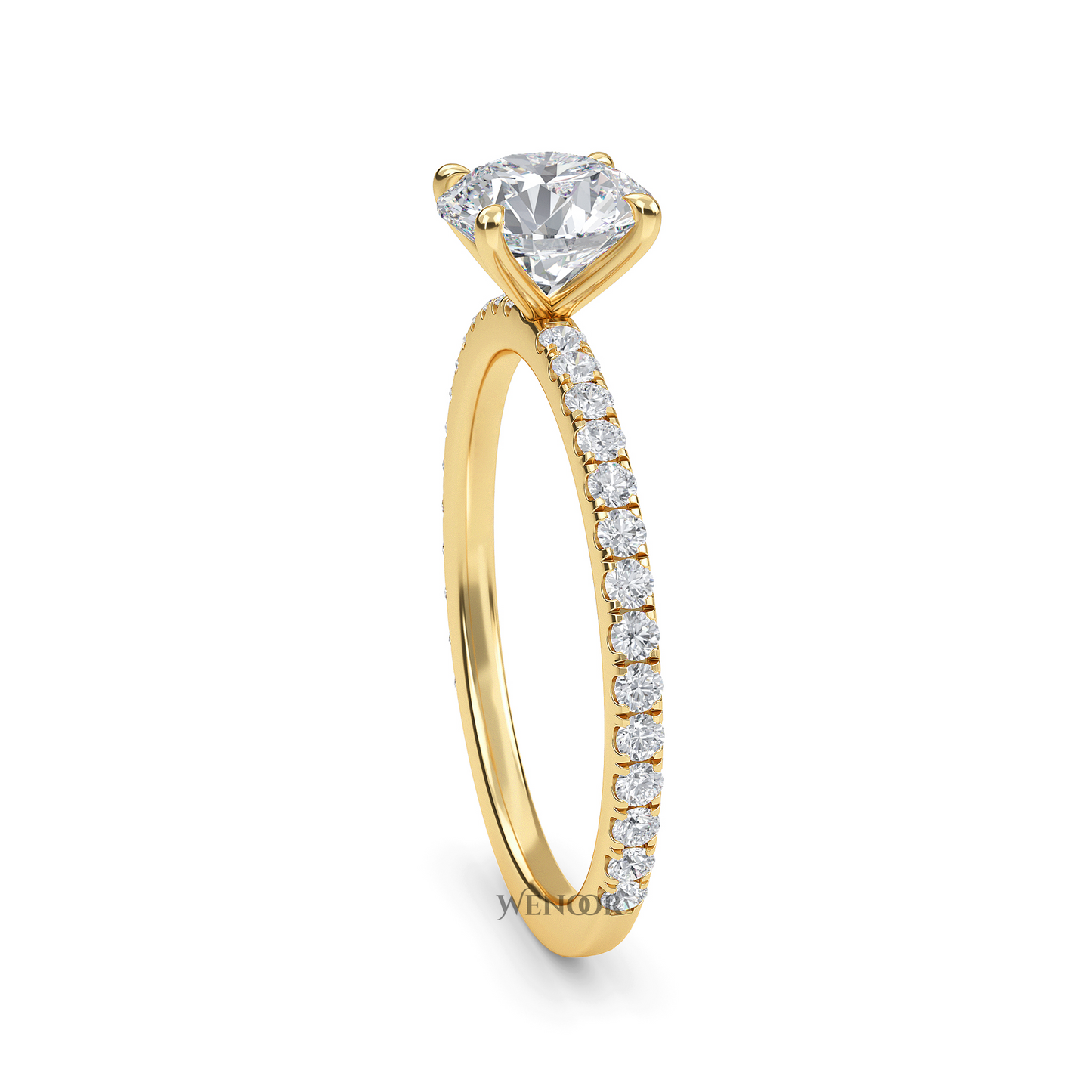Exquisite Round Cut Lab Grown Diamond Engagement Ring with Accent Setting – At WeNooR