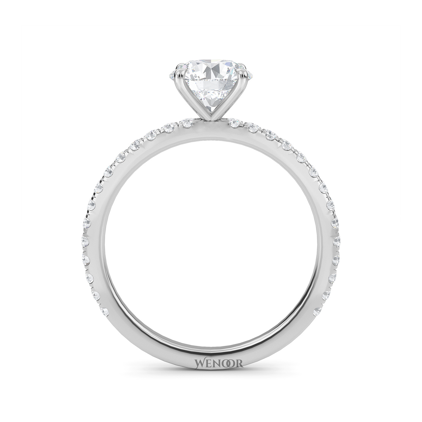 Exquisite Round Cut Lab Grown Diamond Engagement Ring with Accent Setting – At Wenoor