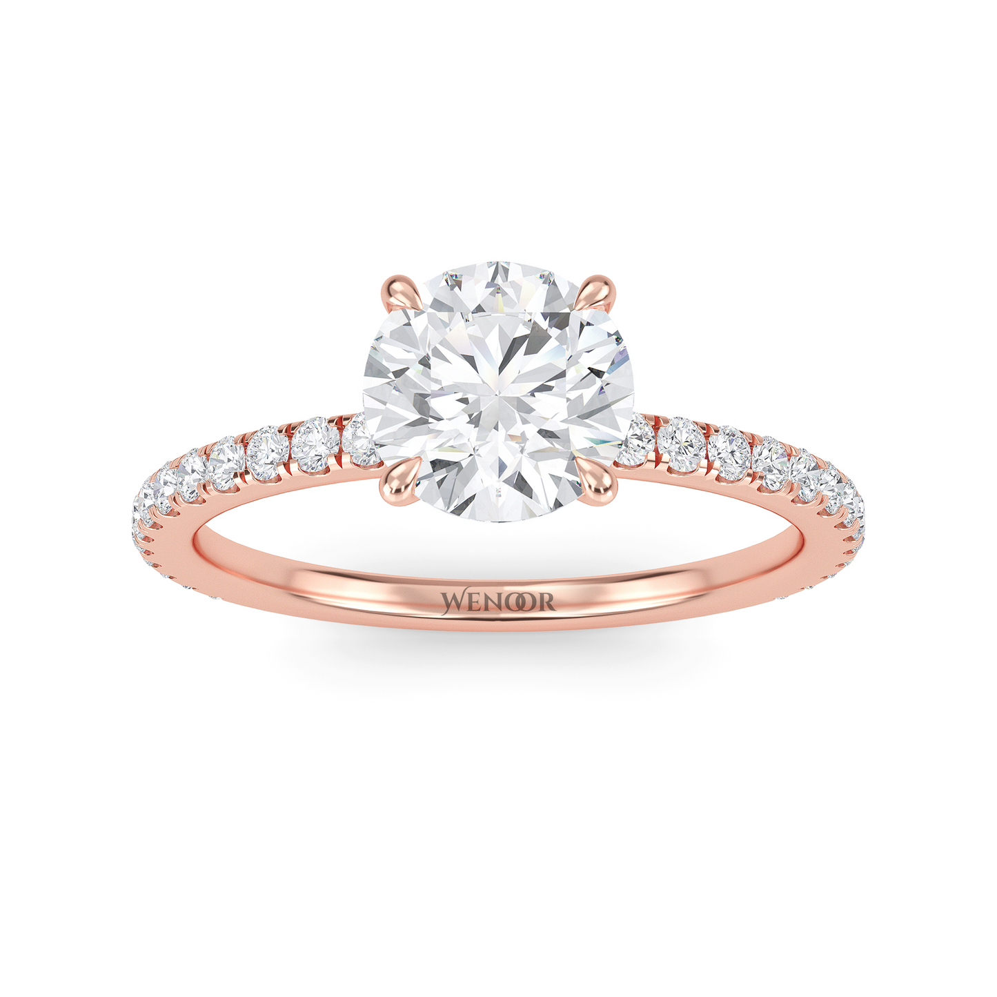 Exquisite Round Cut Lab Grown Diamond Engagement Ring with Accent Setting – At Wenoor