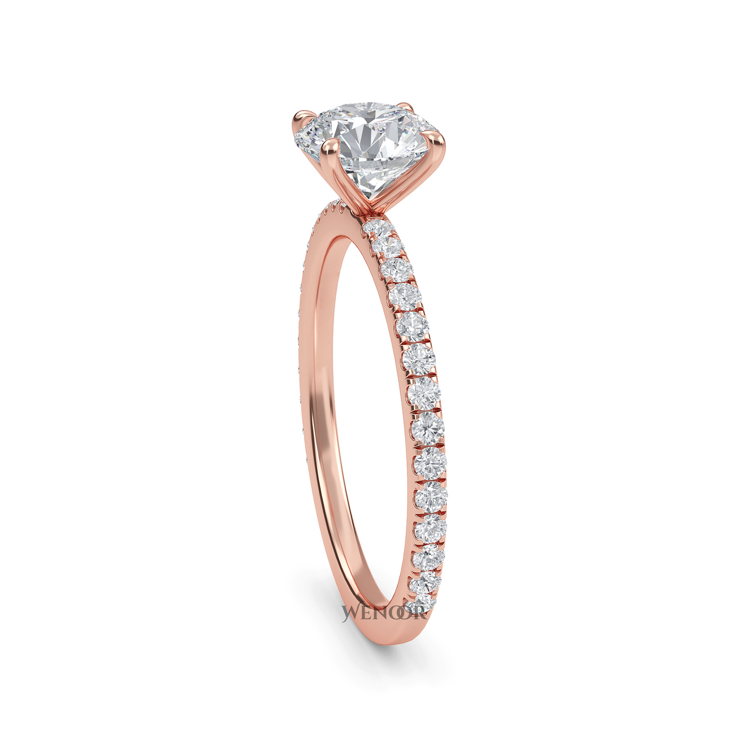 Exquisite Round Cut Lab Grown Diamond Engagement Ring with Accent Setting – At Wenoor
