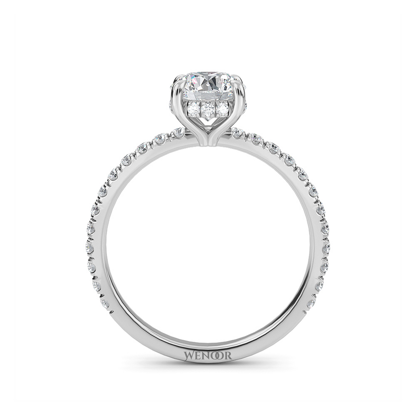 Women's round cut lab created diamond ring with hidden halo