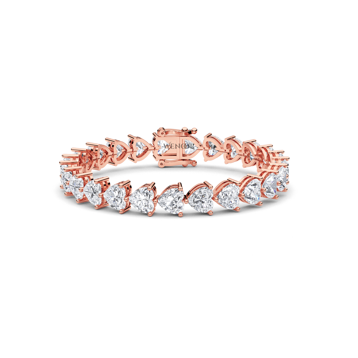 Elegant heart shaped diamond tennis bracelet in rose gold - perfect anniversary gift with ethical lab grown stones