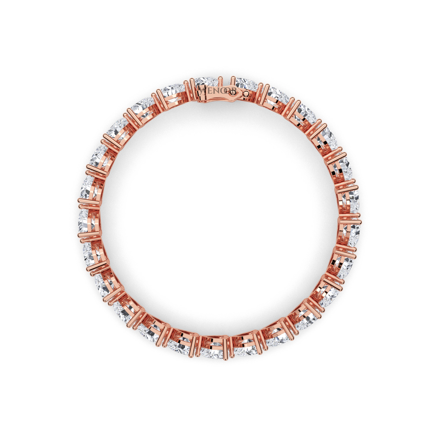 Elegant heart shaped diamond tennis bracelet in rose gold - perfect anniversary gift with ethical lab grown stones