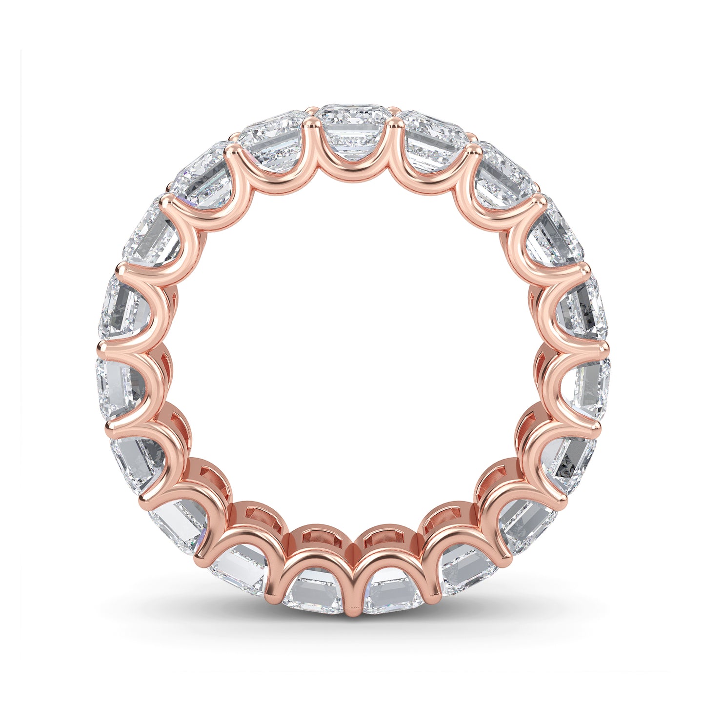 Hannah Emerald cut lab grown diamond U Prong Eternity band Rose Gold ring for women - elegant and sustainable jewelry by Wenoor