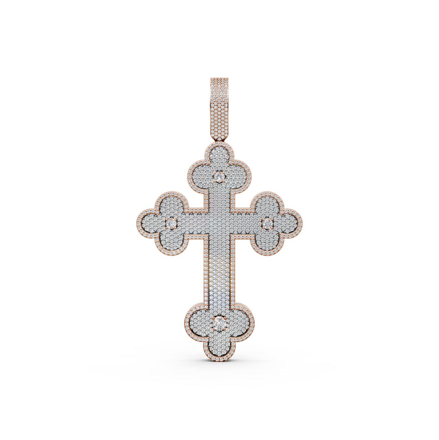Jesus cross pave lab-grown diamond pendant necklace for men and women in 14K/18K Rose gold