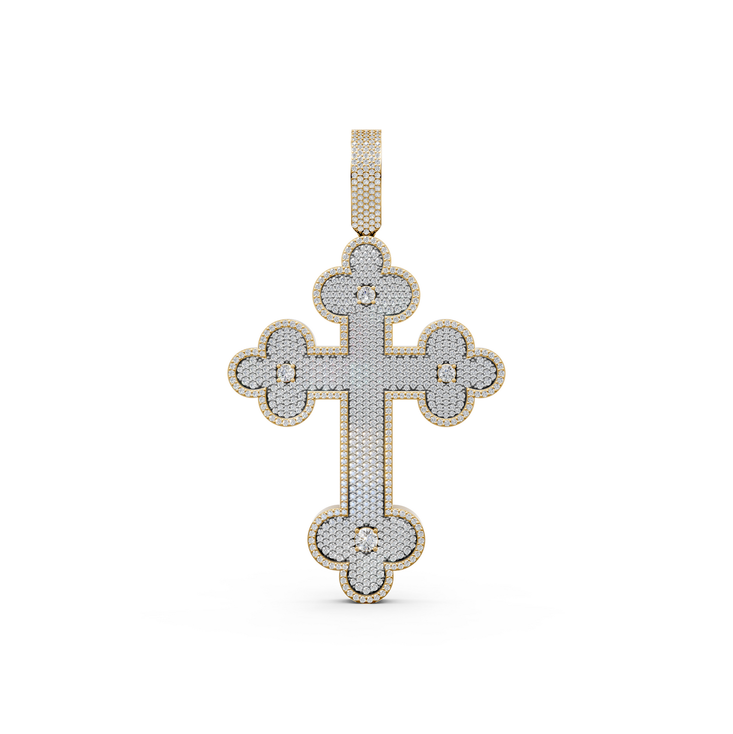 Jesus cross pave lab-grown diamond pendant necklace for men and women in 14K/18K Yellow gold