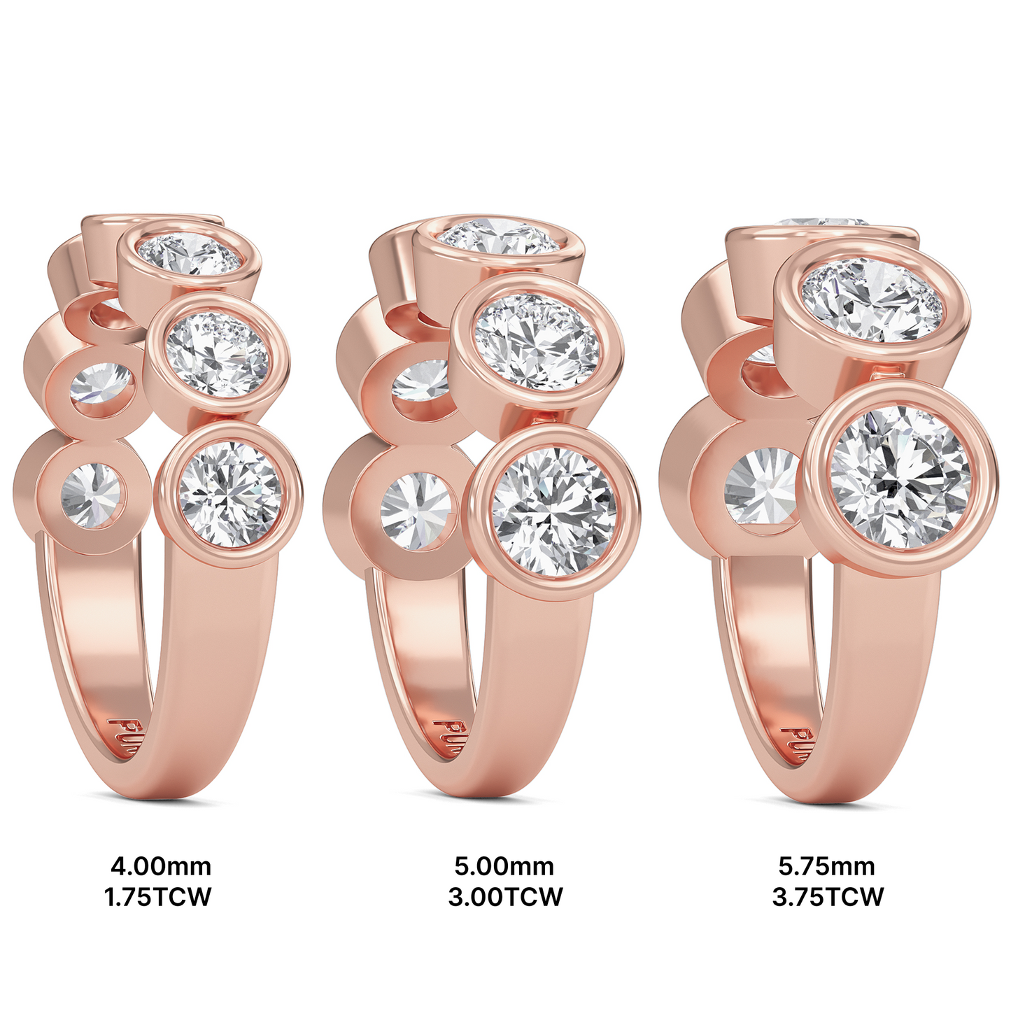 Kaelyn Round cut lab grown diamond Bezel Eternity band Rose Gold Ring for women - elegant and sustainable jewelry by Wenoor