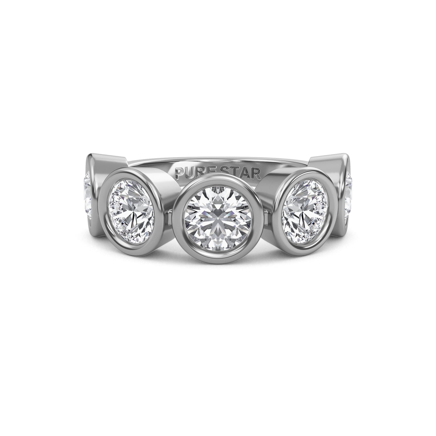 Kaelyn Round cut lab grown diamond Bezel Eternity band White Gold Ring for women - elegant and sustainable jewelry by Wenoor