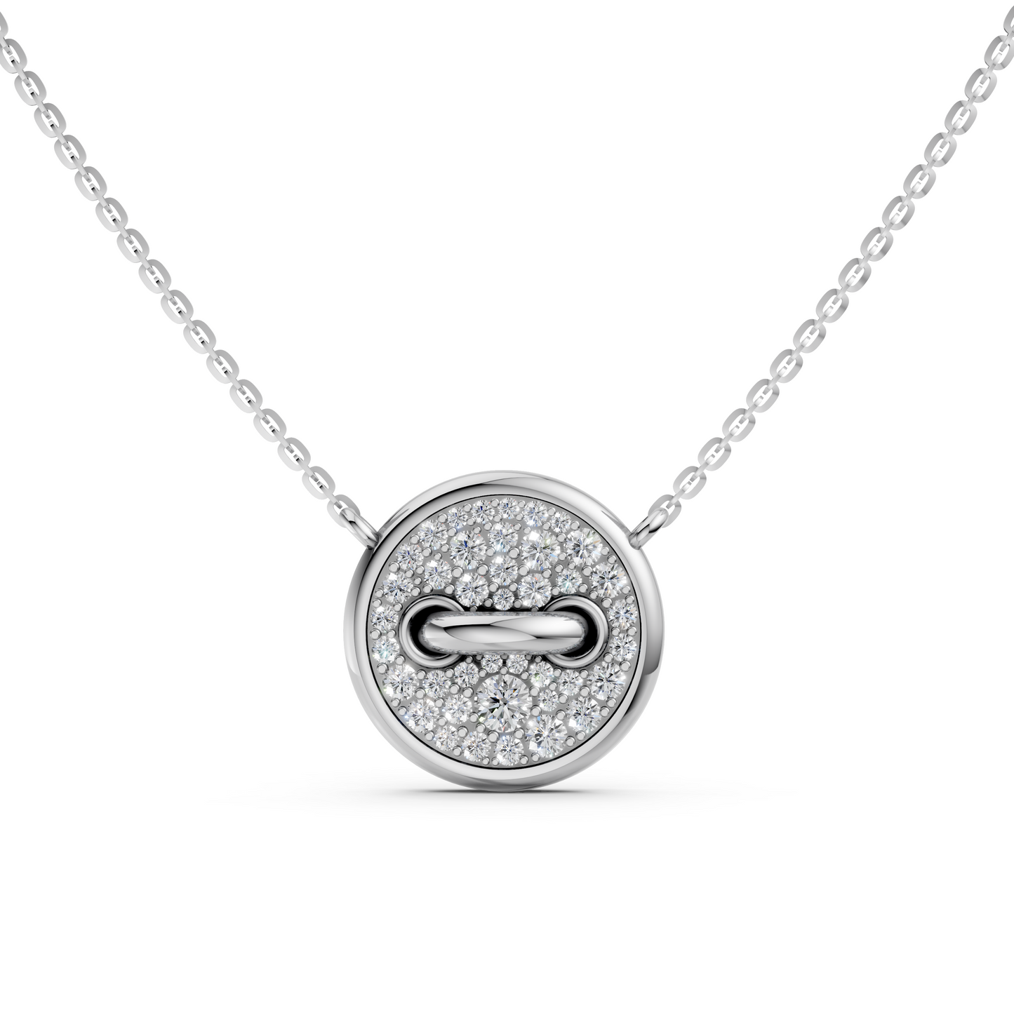 Keira Pomellato Pom Pom Dot White Gold pendant necklace with round lab-grown diamonds