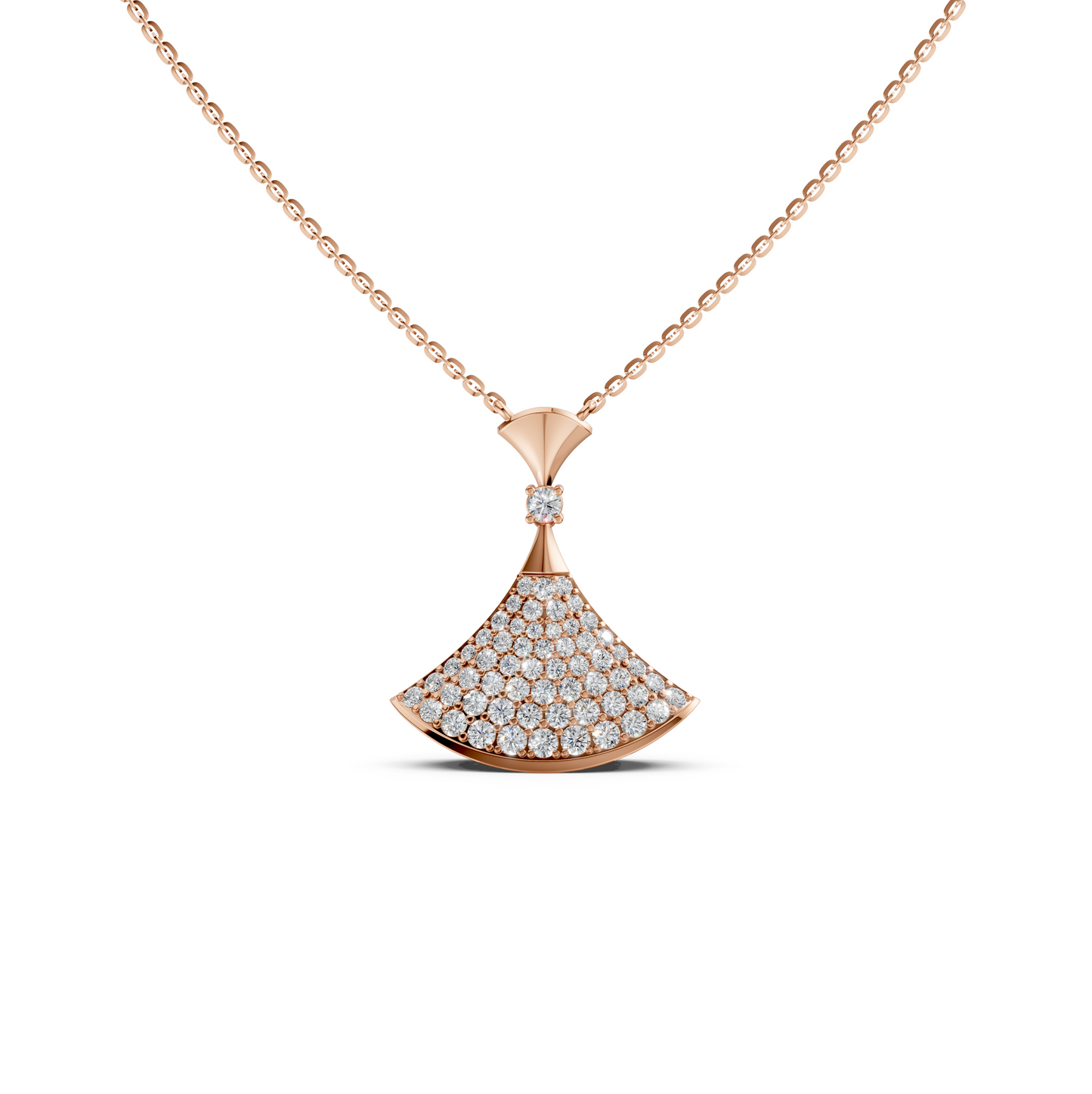 Lola Diva's Dream pendant Necklace with pavé-set lab-grown round diamonds in 14K/18K Rose gold