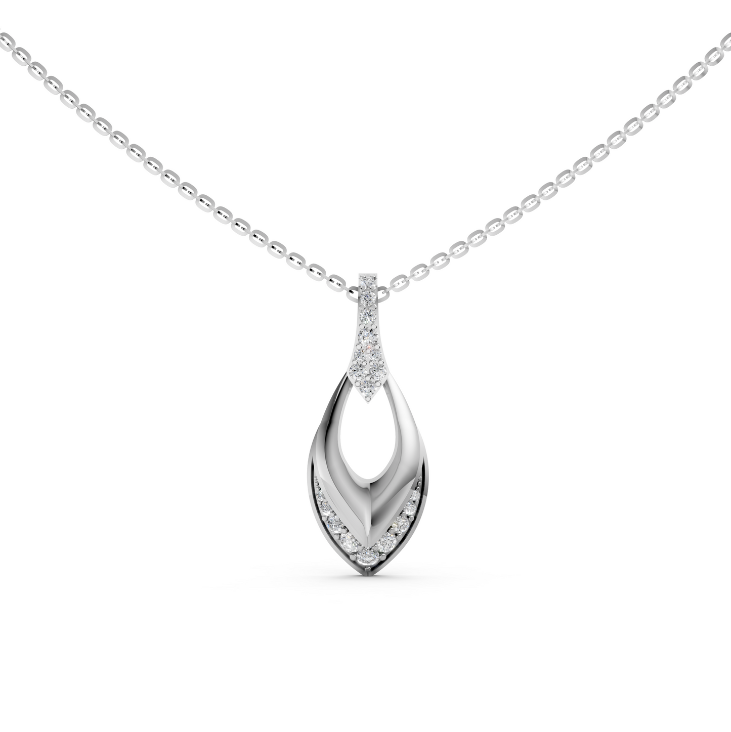 Veronica Round Lab-Grown Diamonds Pendant Necklace with Anchor Chain