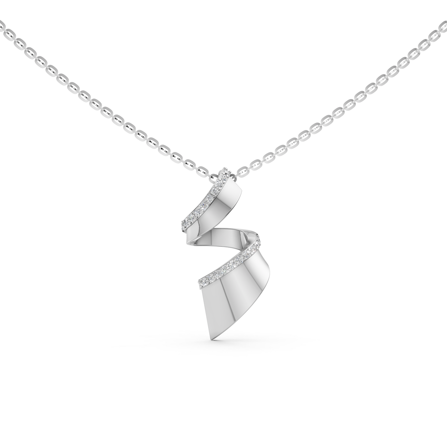 Paisley Twisted Round Lab-Grown Diamond Pendant Necklace with anchor chain