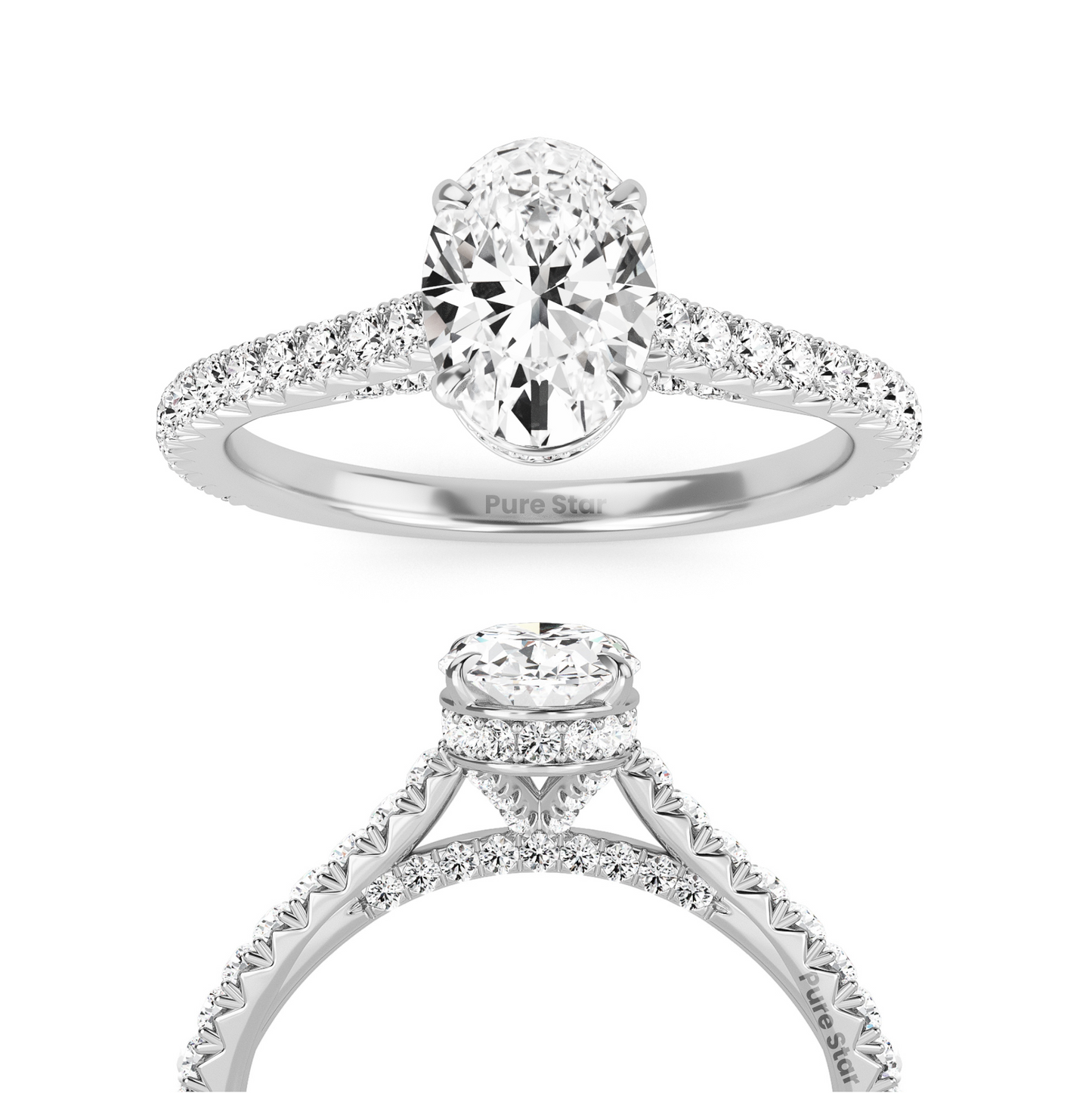 Modern oval diamond ring with a minimalist bezel setting, highlighting the stone's clean lines and fiery brilliance.