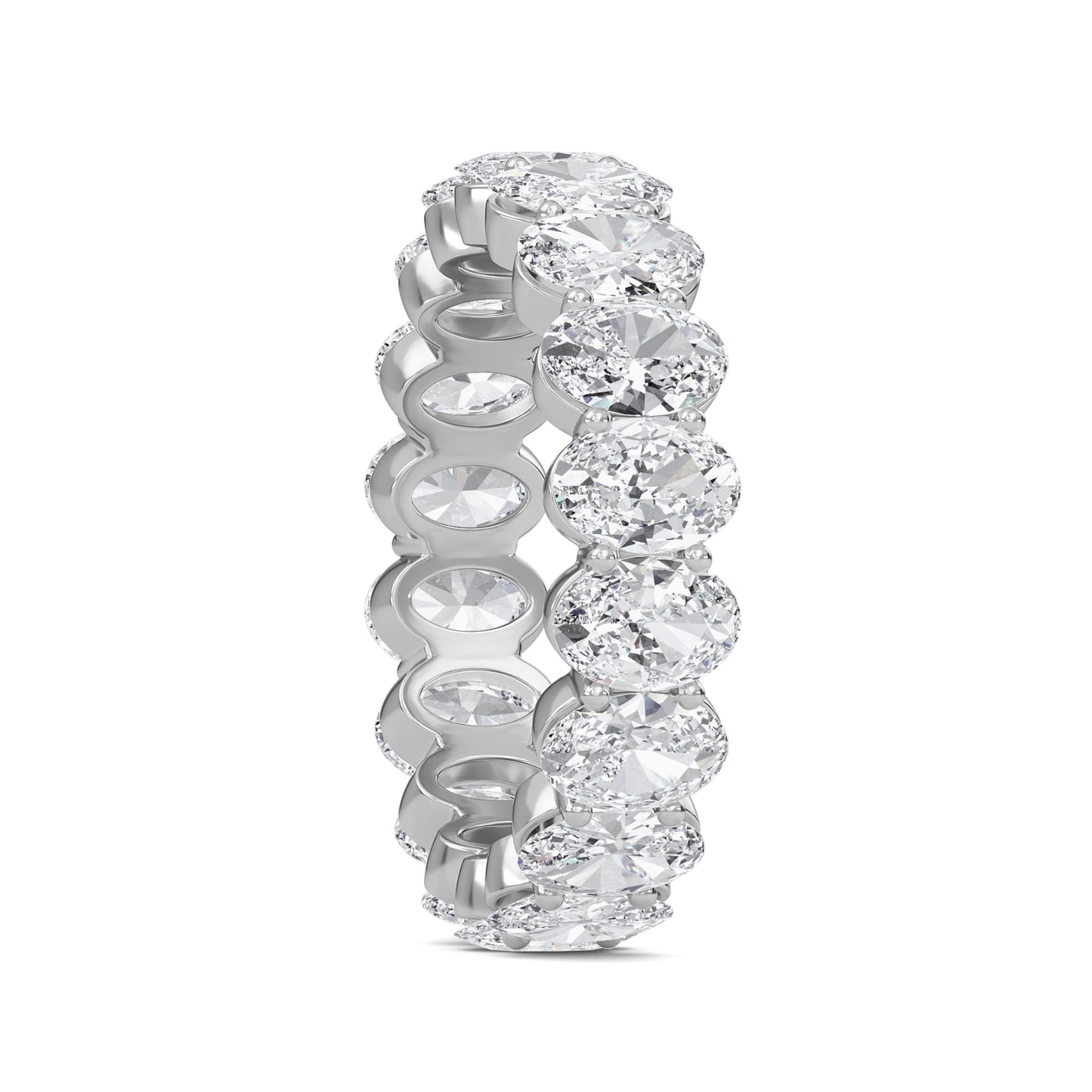 Susan Oval cut lab grown diamond Shared Prong Eternity band White Gold ring for women - elegant and sustainable jewelry by Wenoor