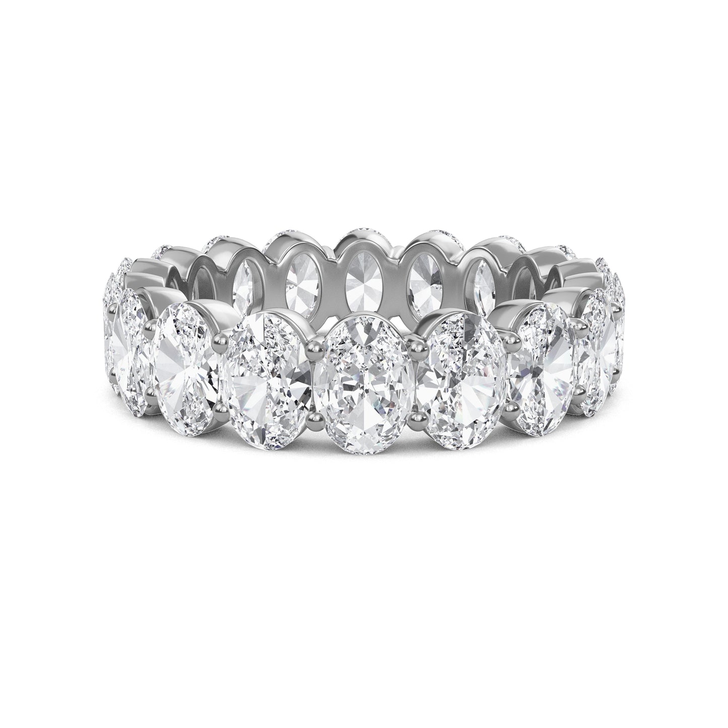 Susan Oval cut lab grown diamond Shared Prong Eternity band White Gold ring for women - elegant and sustainable jewelry by Wenoor