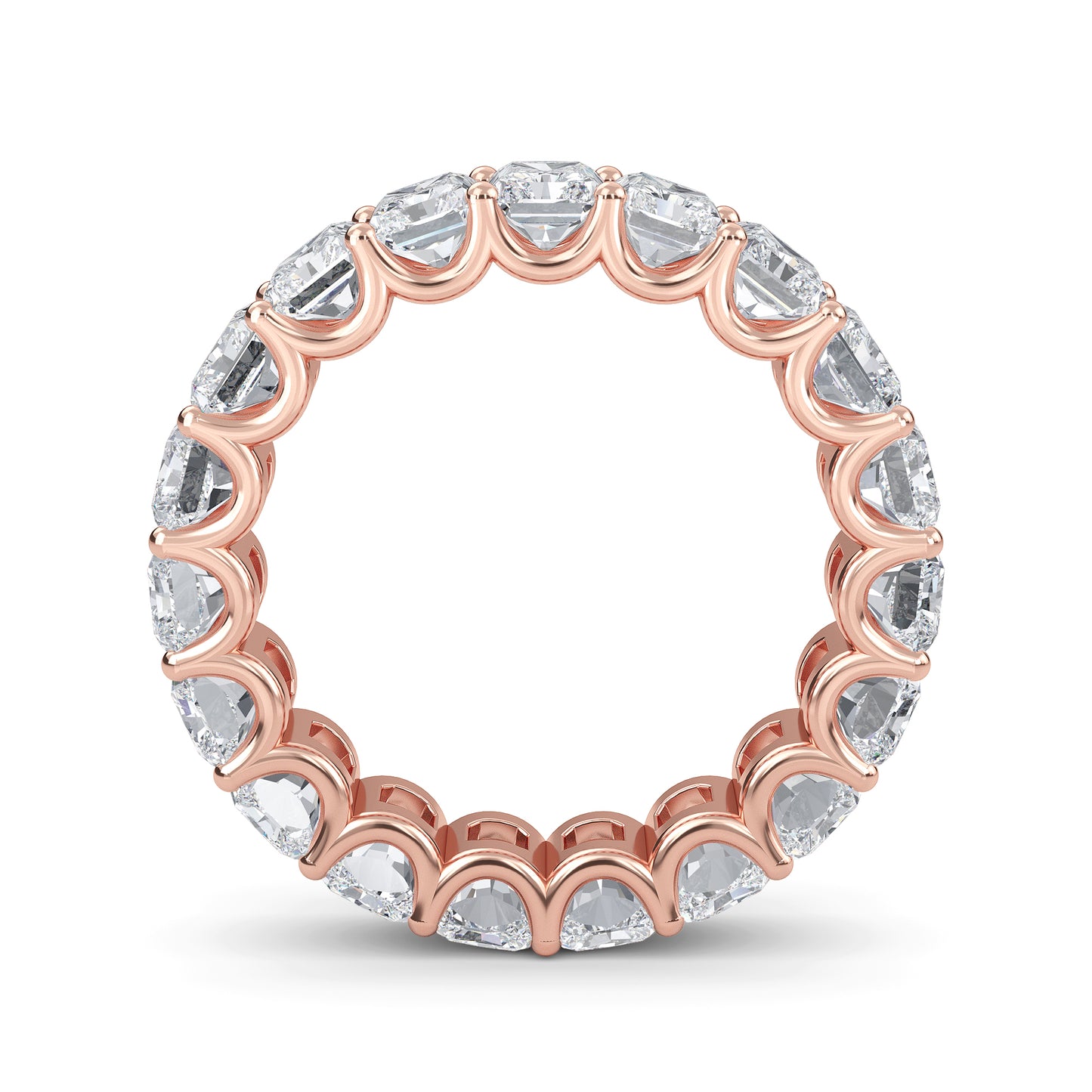 Finley Radiant cut lab-grown diamond U Prong eternity Roes Gold band ring for women - elegant and sustainable jewelry by Wenoor