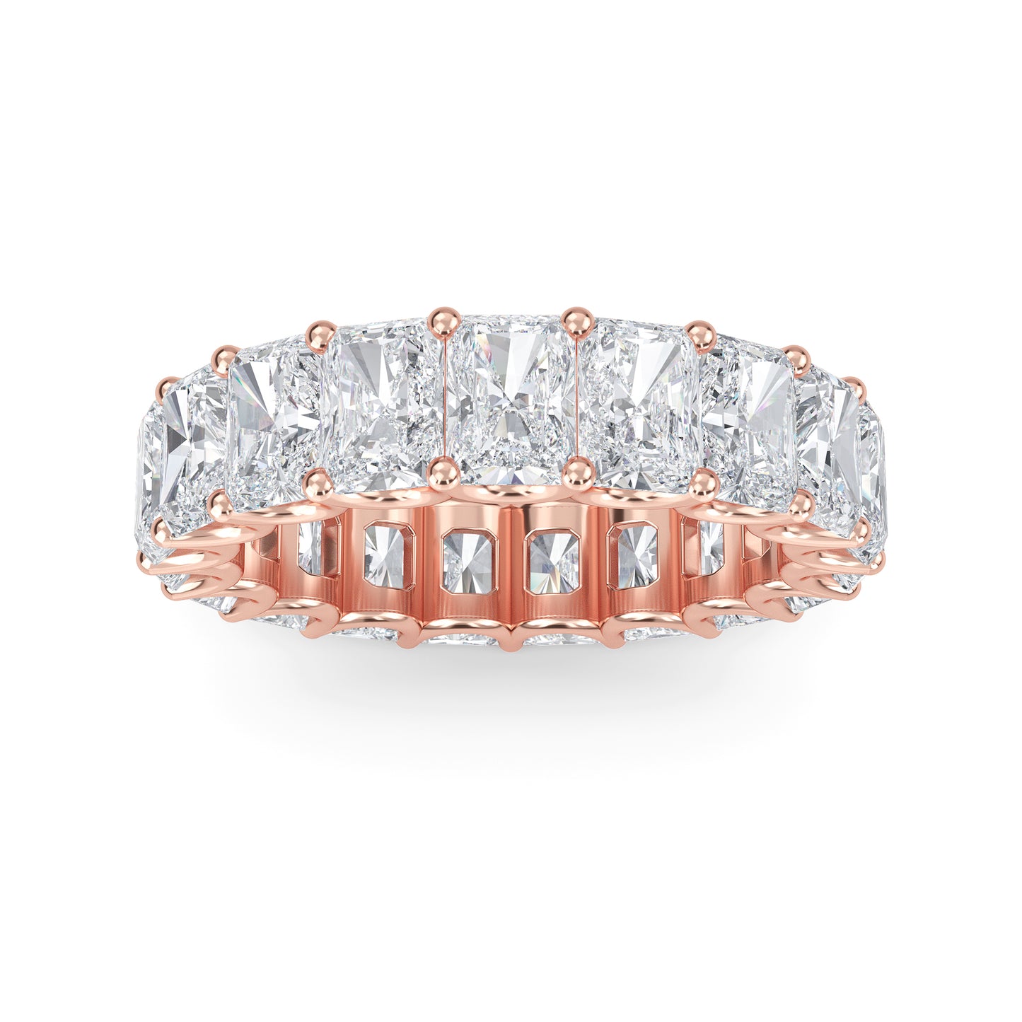 Finley Radiant cut lab-grown diamond U Prong eternity Rose Gold band ring for women - elegant and sustainable jewelry by Wenoor