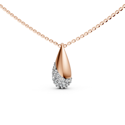 Ainsley teardrop pendant necklace with pavé-set lab-grown diamonds in 14K/18K Rose gold