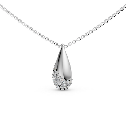 Ainsley teardrop pendant necklace with pavé-set lab-grown diamonds in 14K/18K White gold