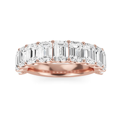 Alani Emerald cut lab grown diamond U Prong Eternity band Rose Gold Ring for women - elegant and sustainable jewelry by Wenoor