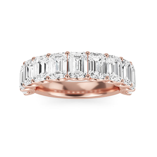 Alani Emerald cut lab grown diamond U Prong Eternity band Rose Gold Ring for women - elegant and sustainable jewelry by Wenoor
