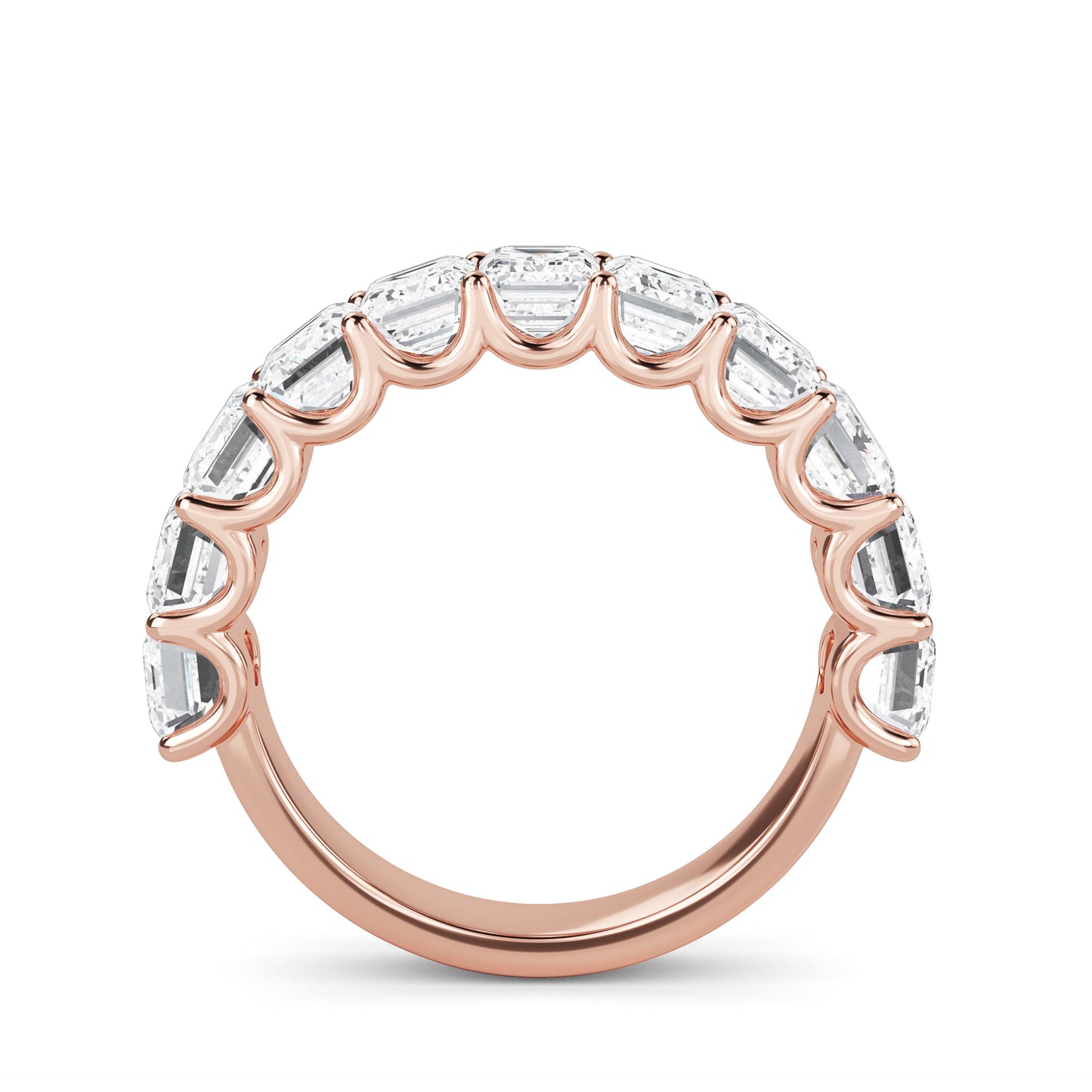 Alani Emerald cut lab grown diamond U Prong Eternity band Rose Gold Ring for women - elegant and sustainable jewelry by Wenoor