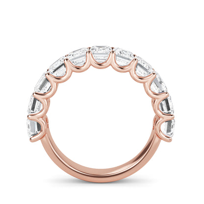 Alani Emerald cut lab grown diamond U Prong Eternity band Rose Gold Ring for women - elegant and sustainable jewelry by Wenoor
