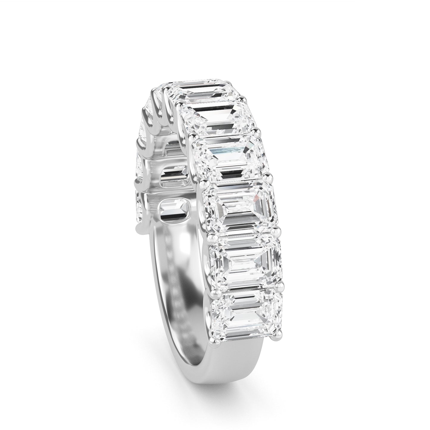 Alani Emerald cut lab grown diamond U Prong Eternity band White Gold Ring for women - elegant and sustainable jewelry by Wenoor