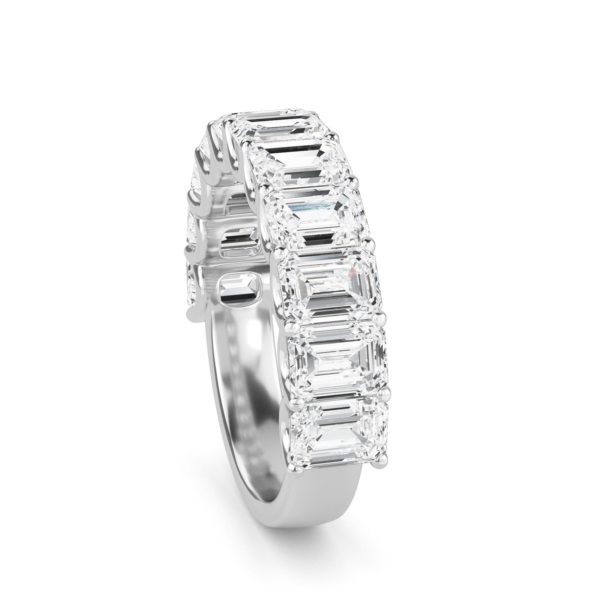 Alani Emerald cut lab grown diamond U Prong Eternity band White Gold Ring for women - elegant and sustainable jewelry by Wenoor
