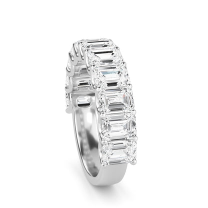 Alani Emerald cut lab grown diamond U Prong Eternity band White Gold Ring for women - elegant and sustainable jewelry by Wenoor