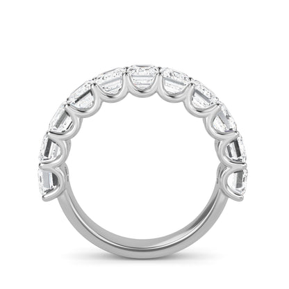 Alani Emerald cut lab grown diamond U Prong Eternity band White Gold Ring for women - elegant and sustainable jewelry by Wenoor