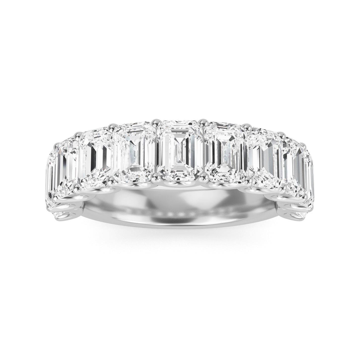 Alani Emerald cut lab grown diamond U Prong Eternity band White Gold Ring for women - elegant and sustainable jewelry by Wenoor