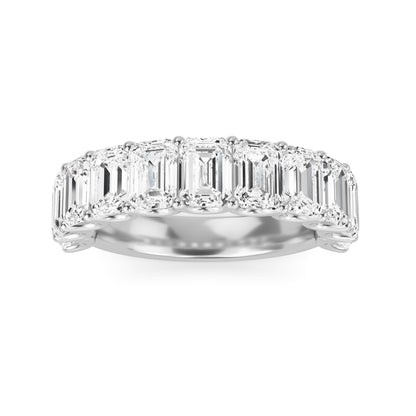 Alani Emerald cut lab grown diamond U Prong Eternity band White Gold Ring for women - elegant and sustainable jewelry by Wenoor