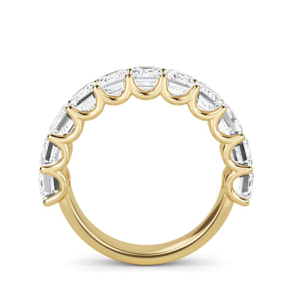 Alani Emerald cut lab grown diamond U Prong Eternity band Yellow Gold Ring for women - elegant and sustainable jewelry by Wenoor