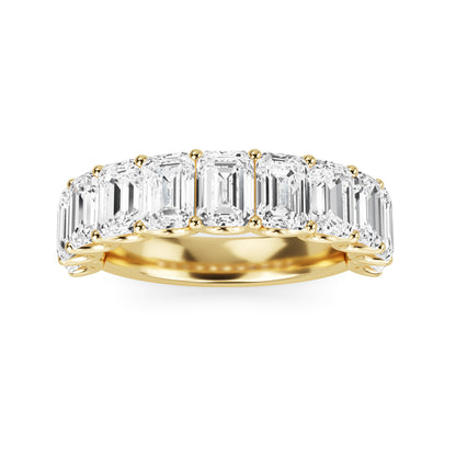 Alani Emerald cut lab grown diamond U Prong Eternity band Yellow Gold Ring for women - elegant and sustainable jewelry by Wenoor