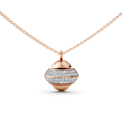 Amaya sphere pendant necklace inspired by luxury designs, with pavé-set lab-grown diamonds in 14K/18K Rose gold