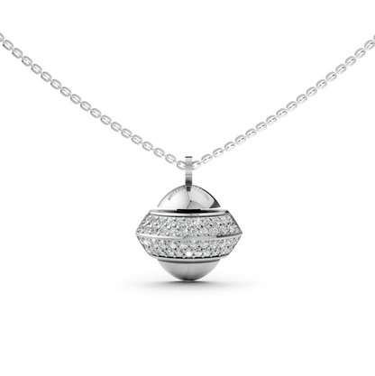 Amaya sphere pendant necklace inspired by luxury designs, with pavé-set lab-grown diamonds in 14K/18K White gold