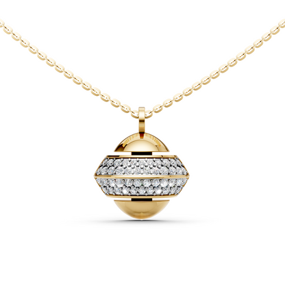 Amaya sphere pendant necklace inspired by luxury designs, with pavé-set lab-grown diamonds in 14K/18K Yellow gold